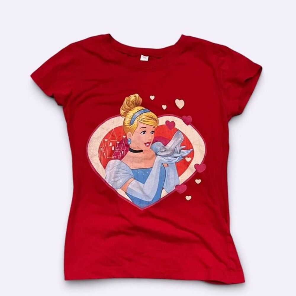 Disney Women's Red and Burgundy T-shirt